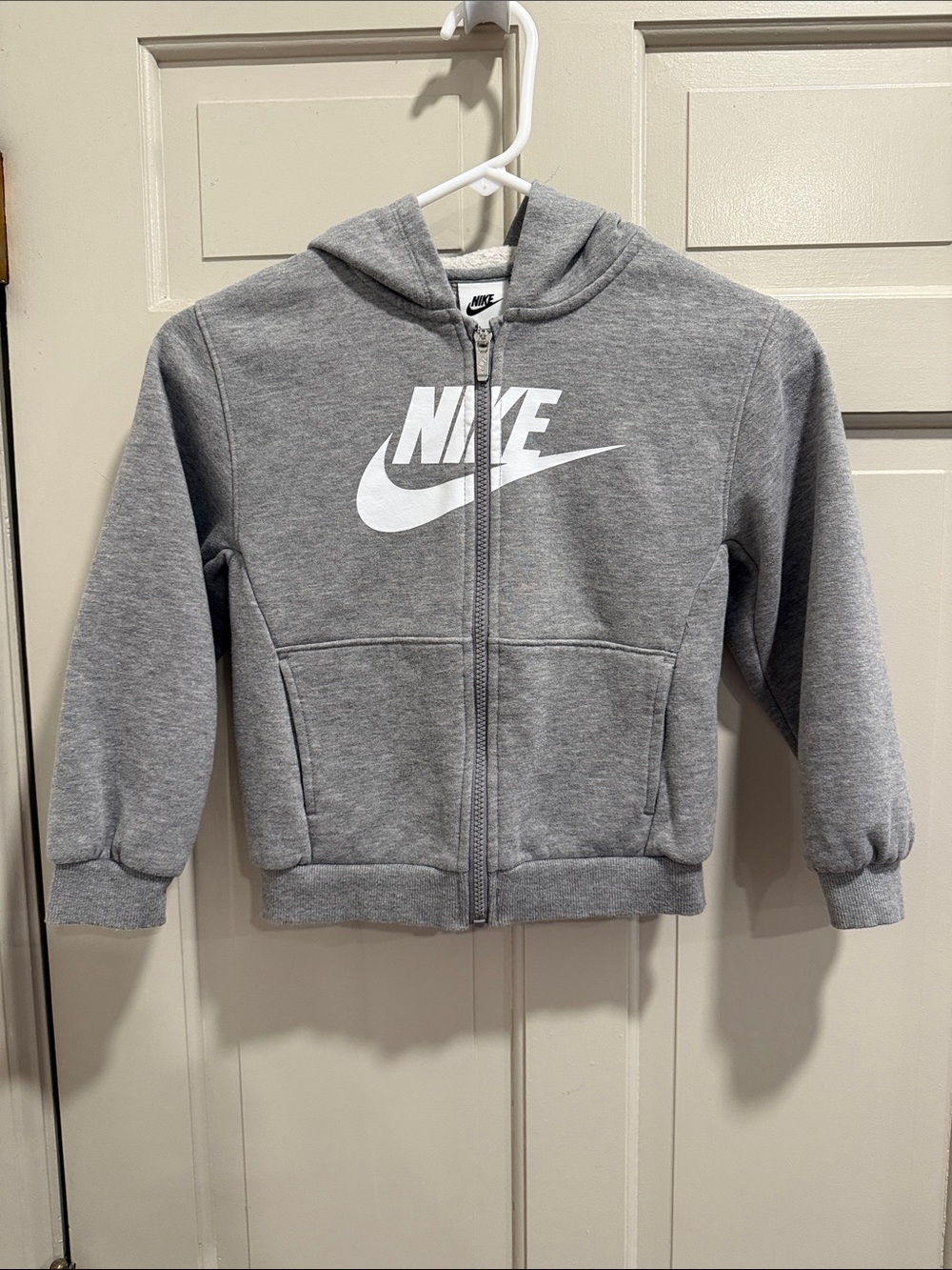 Nike Kids Gray Zip-Up Hoodie with White Swoosh Size 6-7 years
